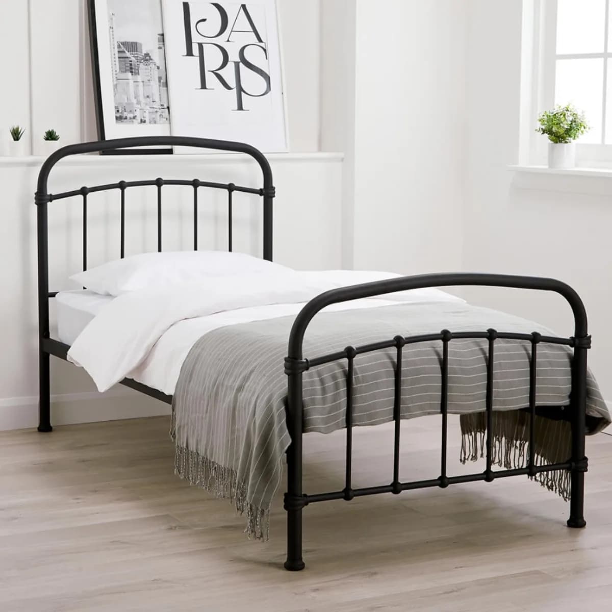 3'0 Halston Black Single Bed