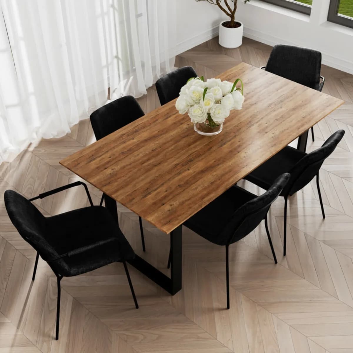 Antibes Russet / Black Dining Table