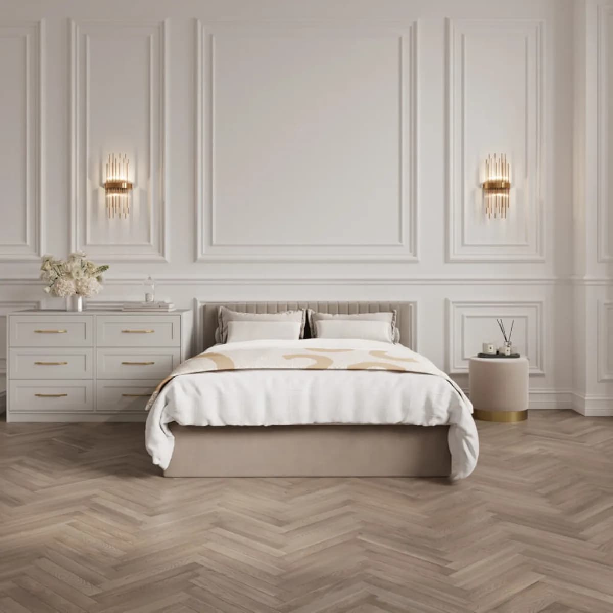 Berlin Beige Ottoman Super King Size Bed