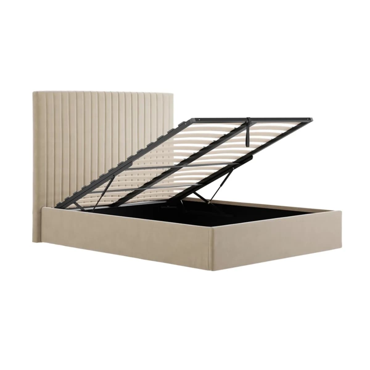 Berlin Beige Tall Ottoman King Size Bed