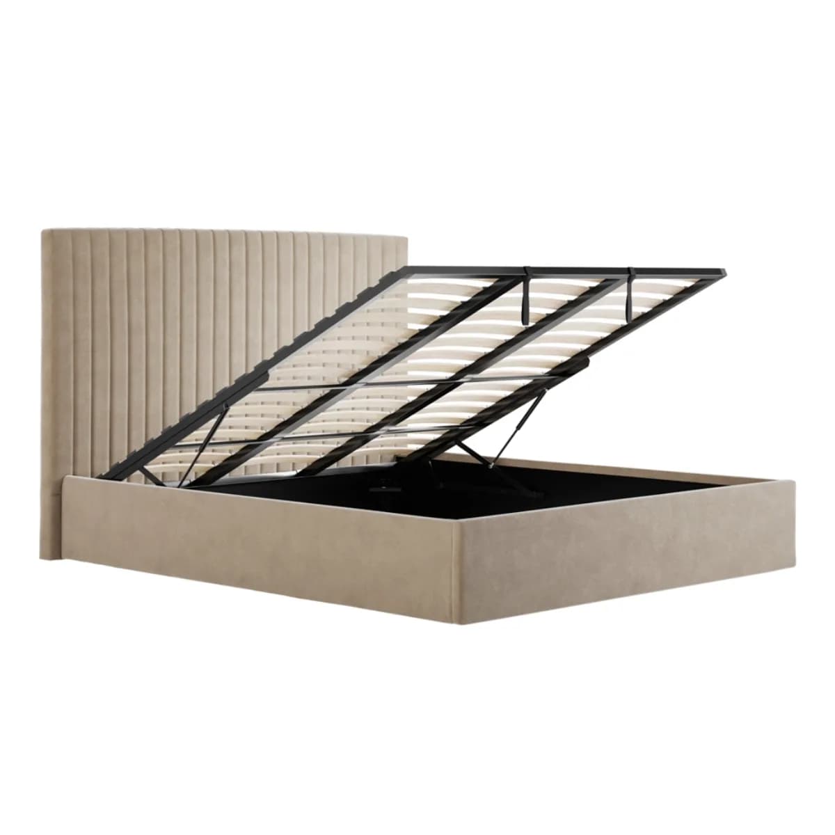 Berlin Beige Tall Ottoman Super King Size Bed
