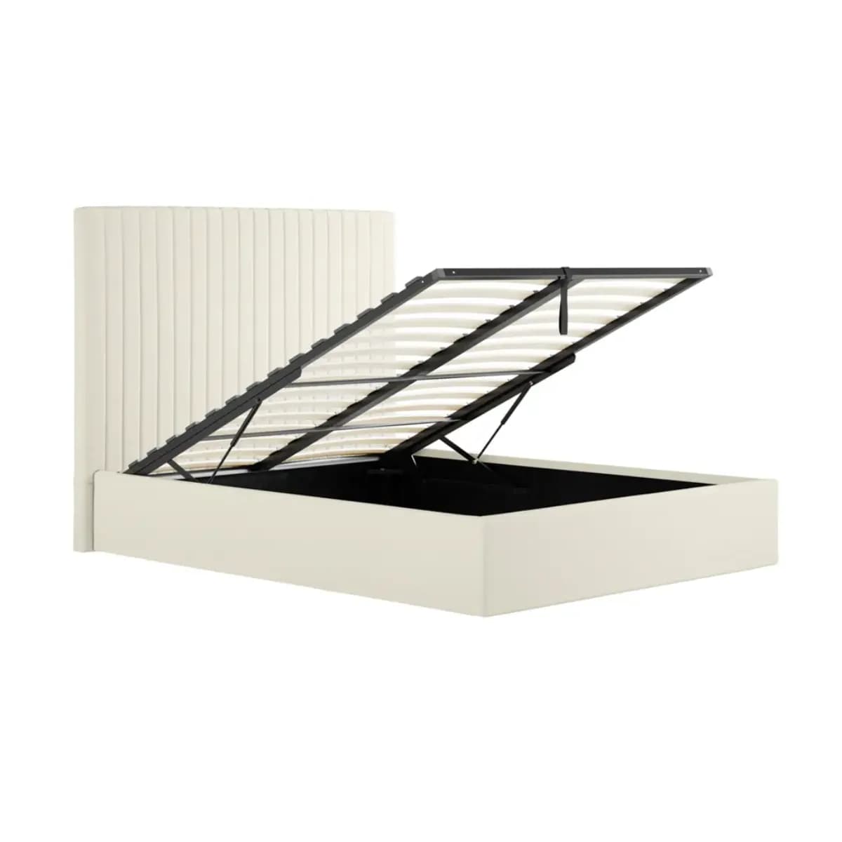 Berlin Milk Tall Ottoman Double Bed