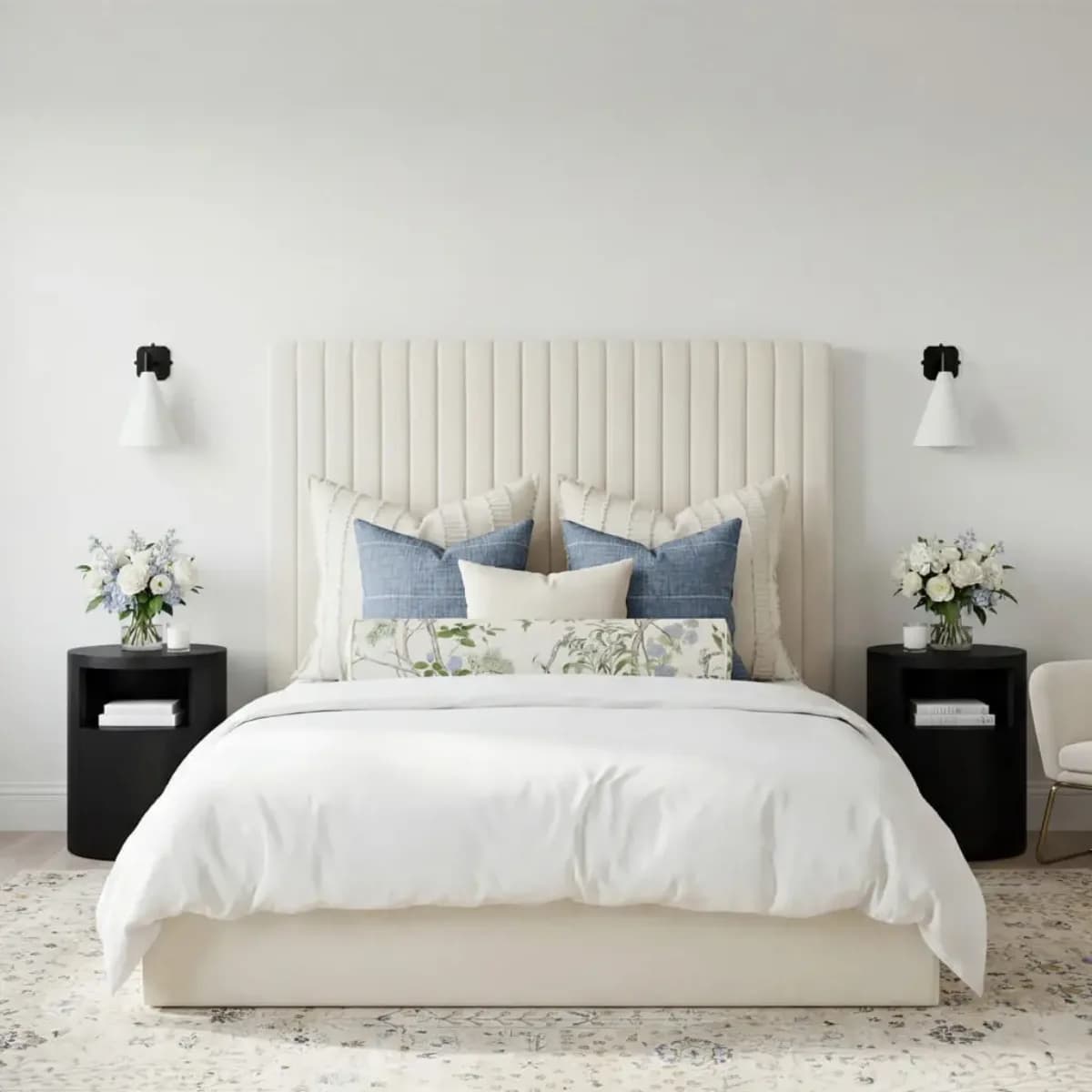 Berlin Milk Tall Ottoman Double Bed
