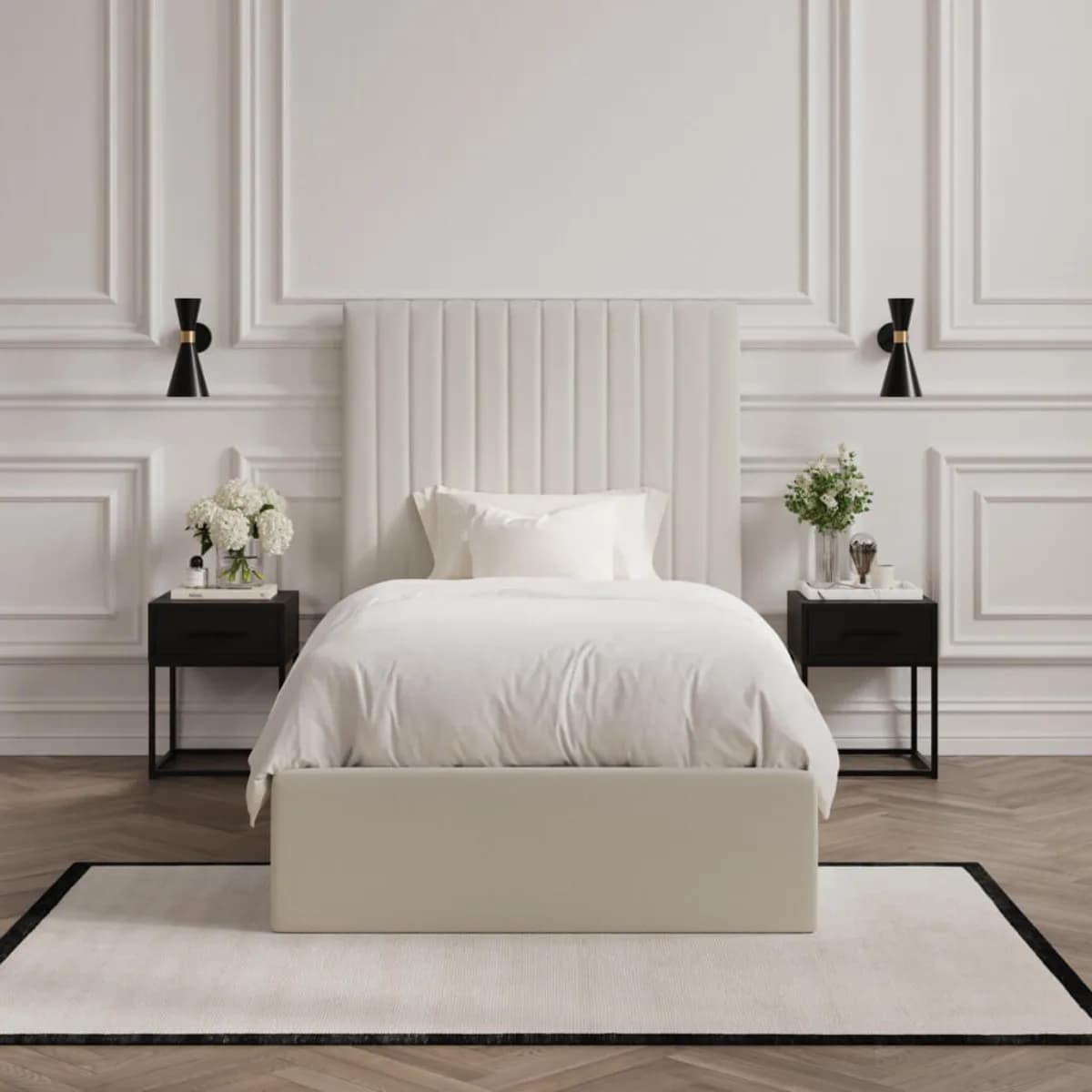 Berlin Milk Tall Ottoman Single Bed