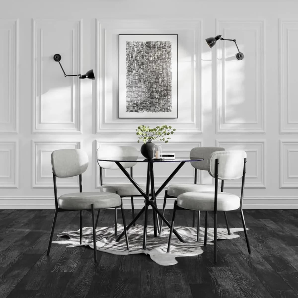 Casa Smoked Top / Black Legs Dining Table