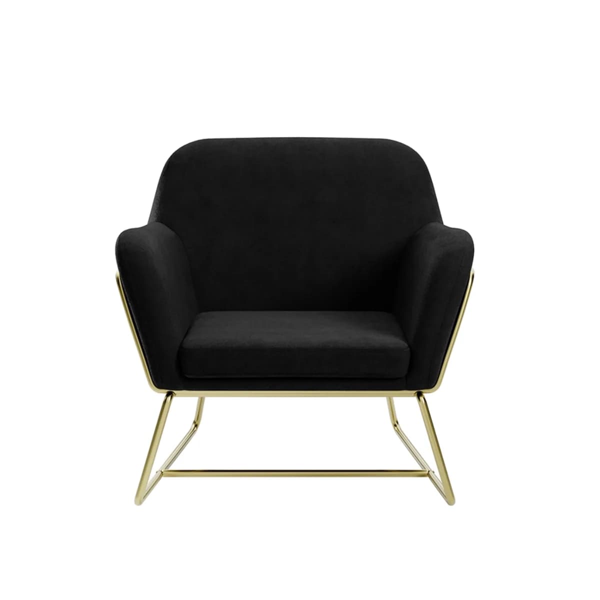Charles Armchair Black Velvet / Brushed Gold