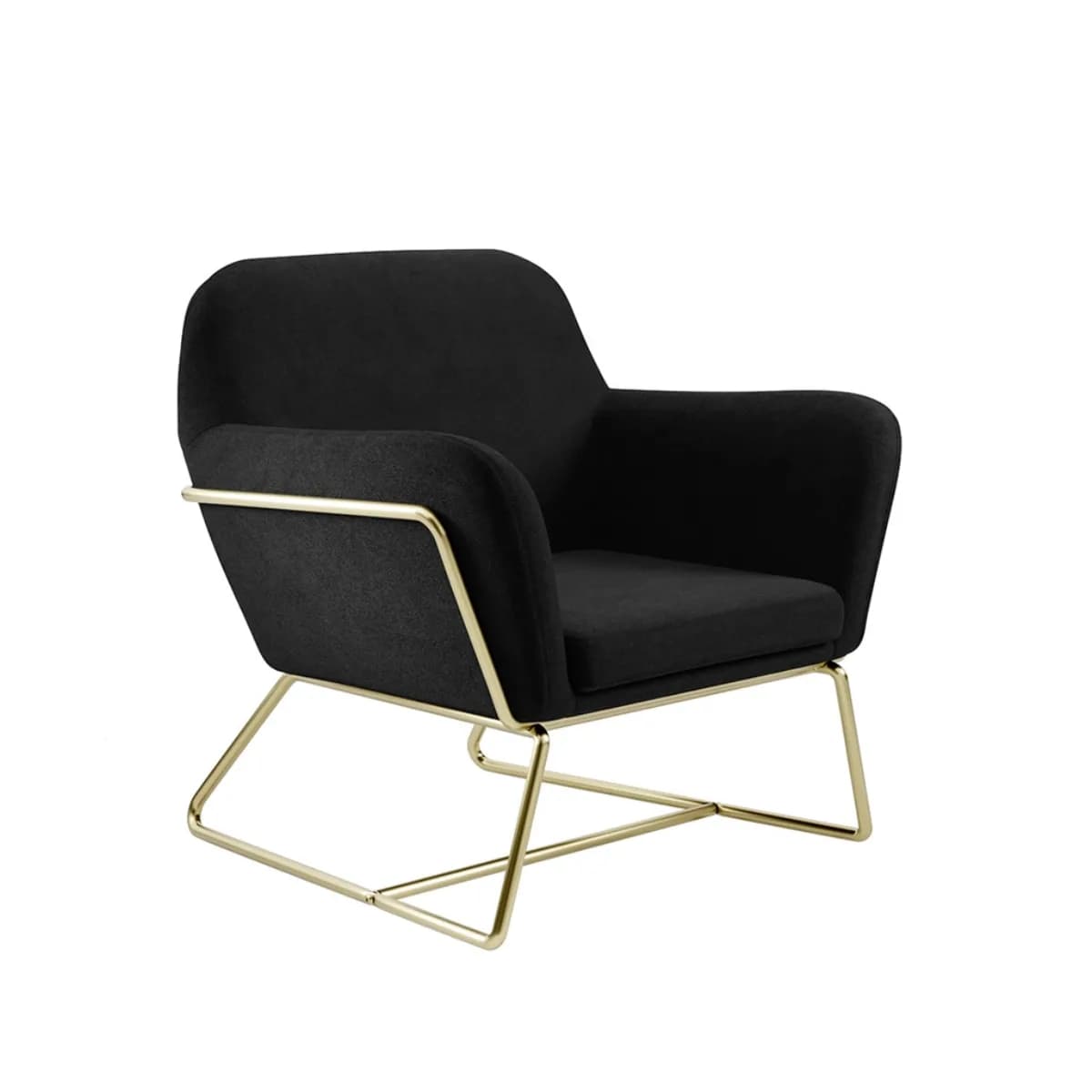 Charles Armchair Black Velvet / Brushed Gold