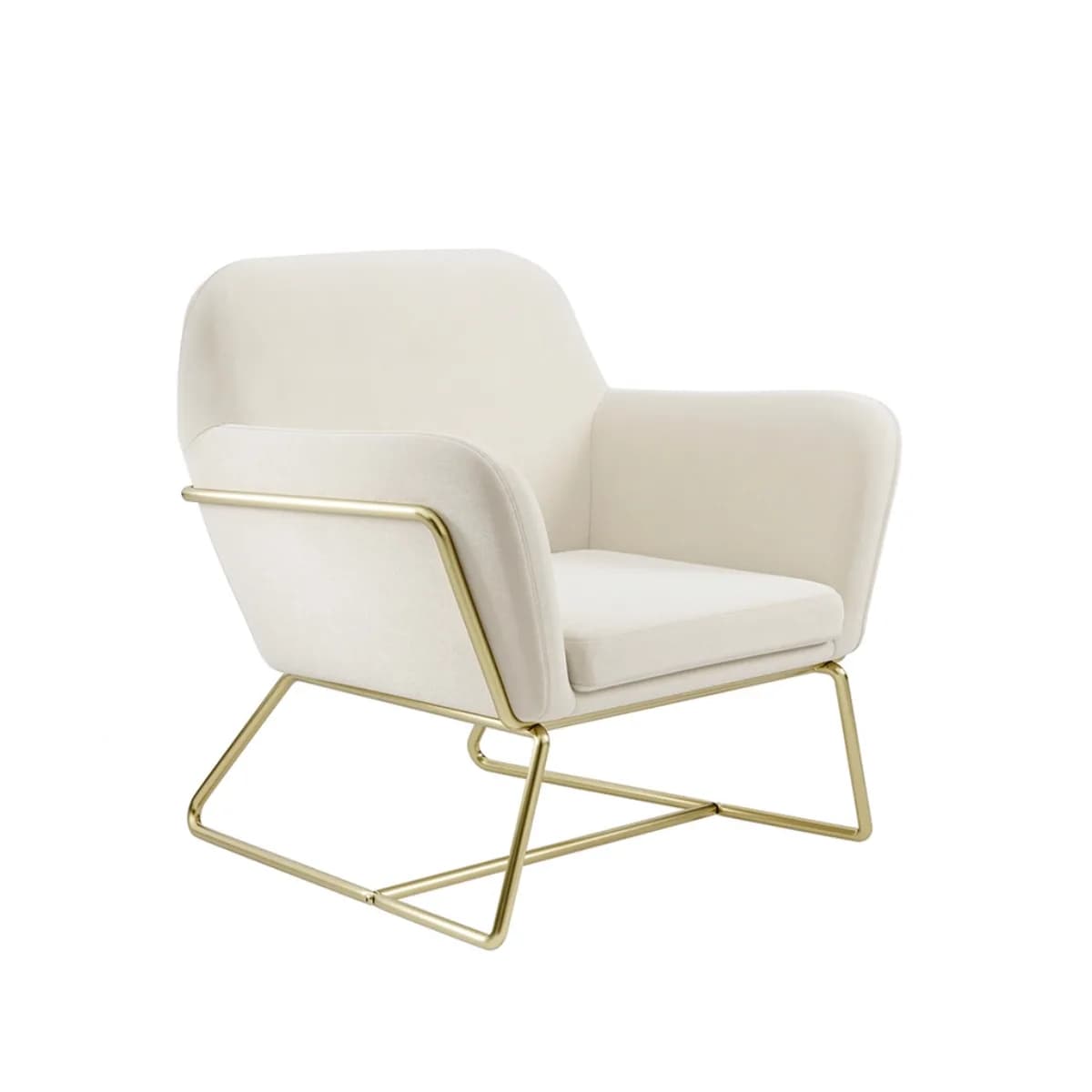 Charles Armchair Cream Velvet / Brushed Gold