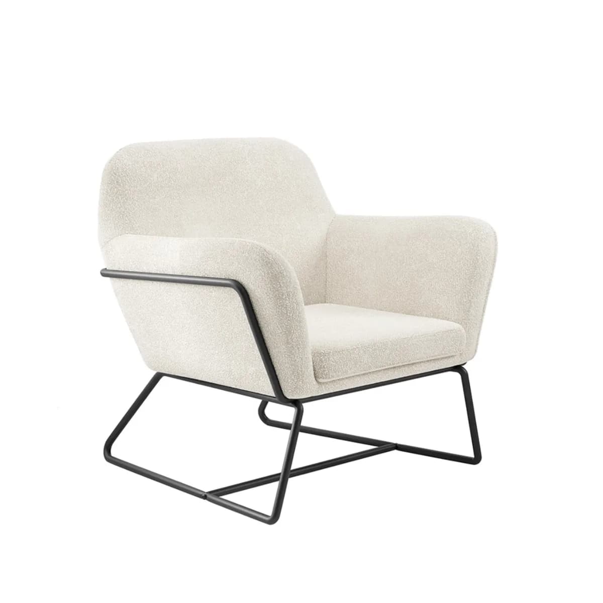 Charles Armchair Ivory Boucle / Matte Black