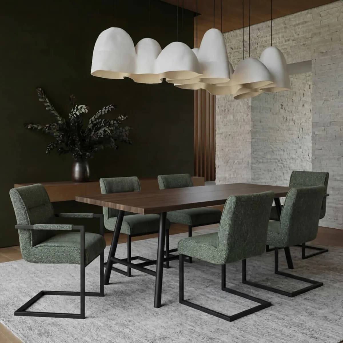 Cleaver Desert Sage / Black / Arms Dining Chair