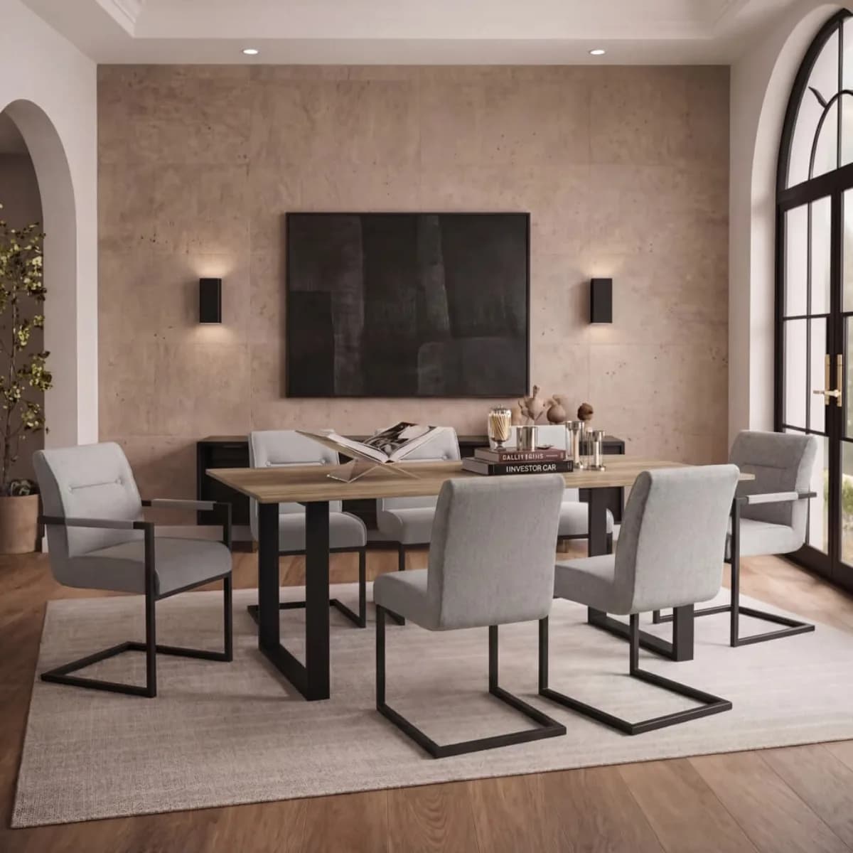 Cleaver Smoked Pearl / Black / Arms Dining Chair