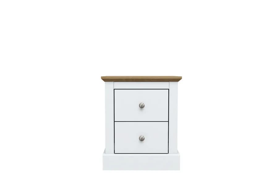 Devon White 2 Drawer Bedside Cabinet