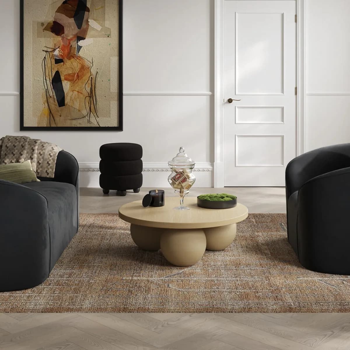 Emi Black / Black Pouffe