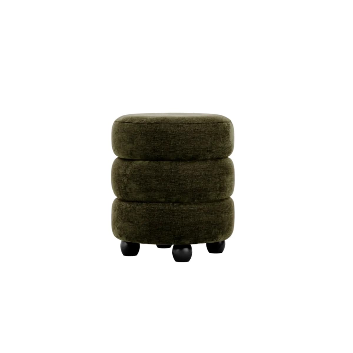 Emi Olive / Black Pouffe