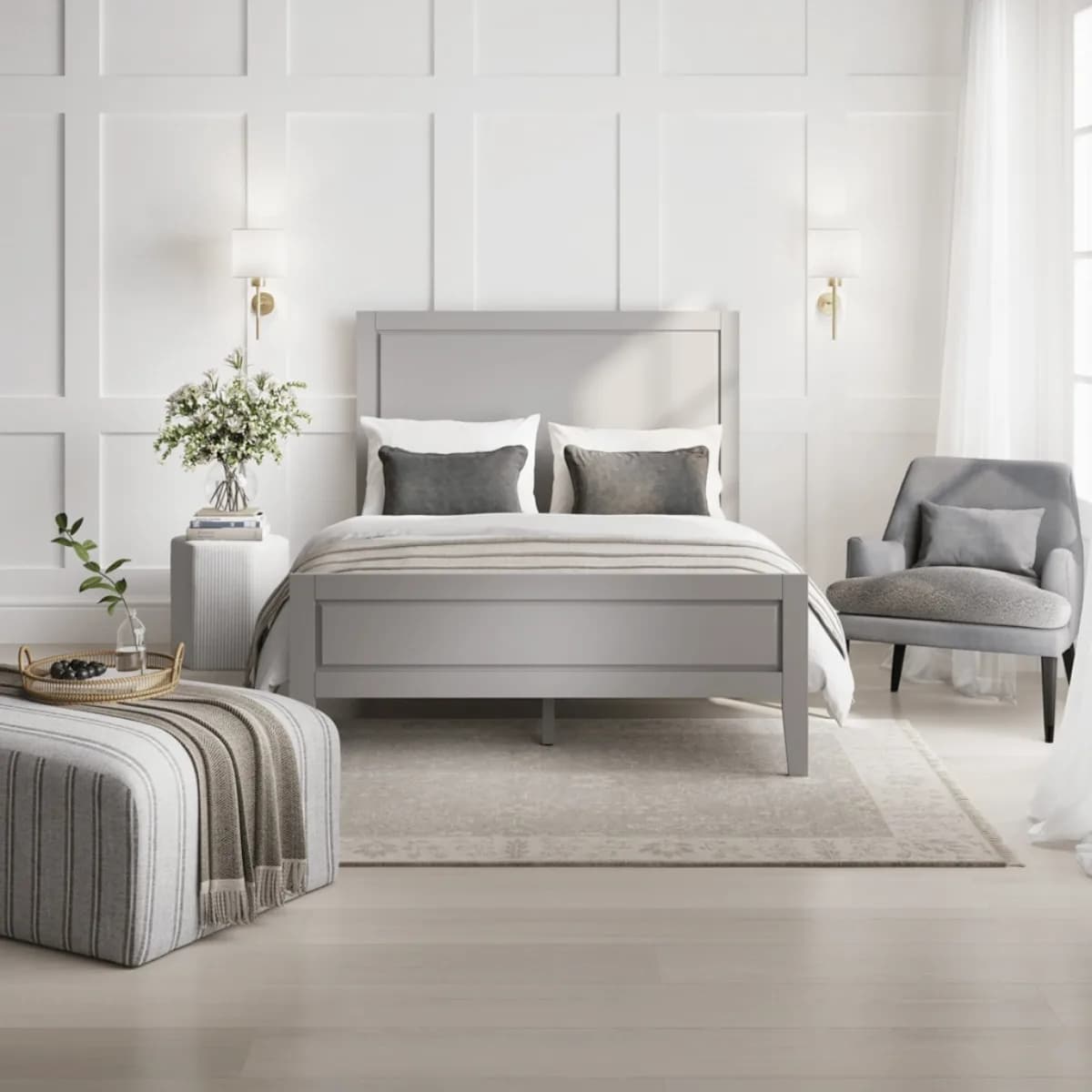 Harbour Grey Thin Stripe Stool