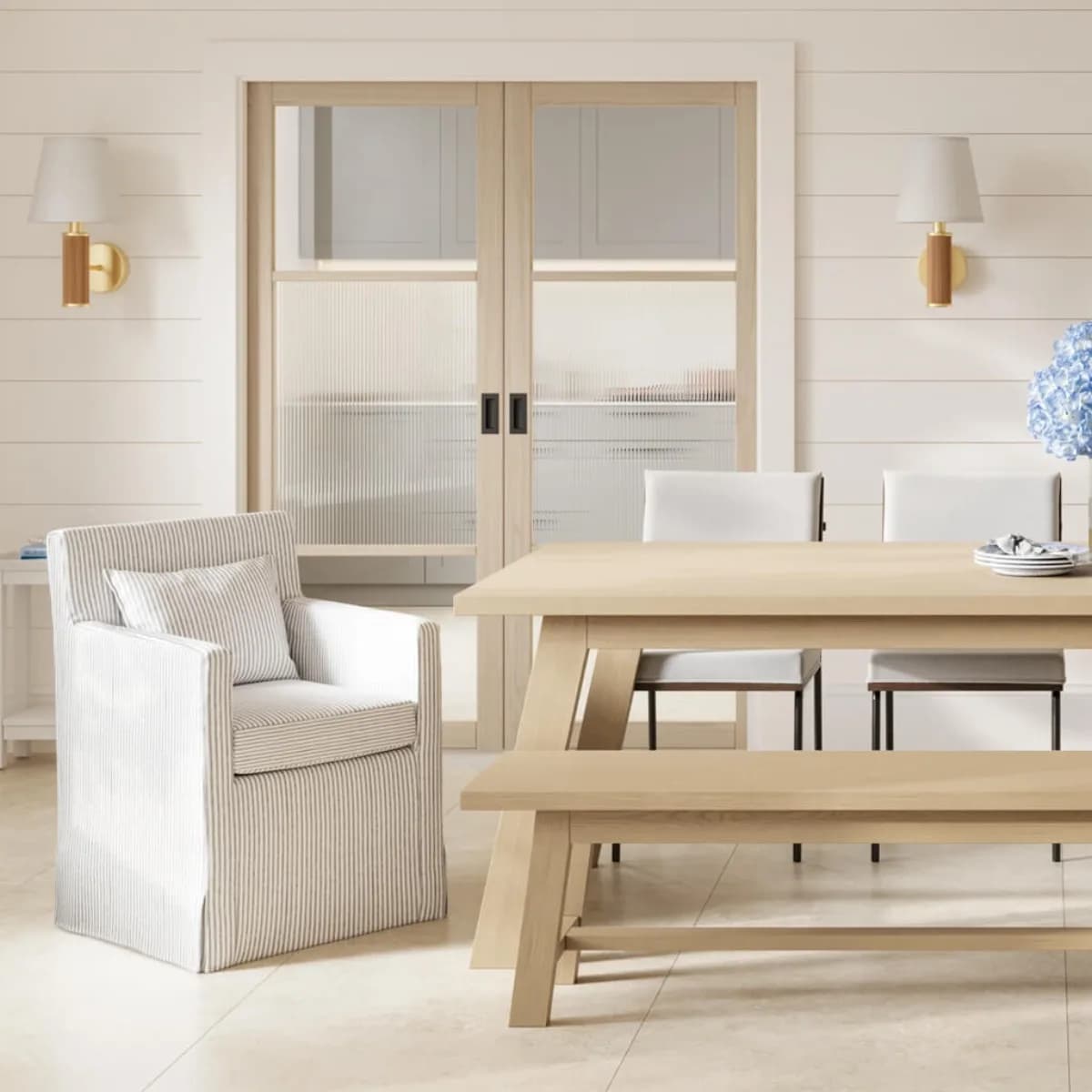 Hettie Grey Thin Stripe Dining Chair