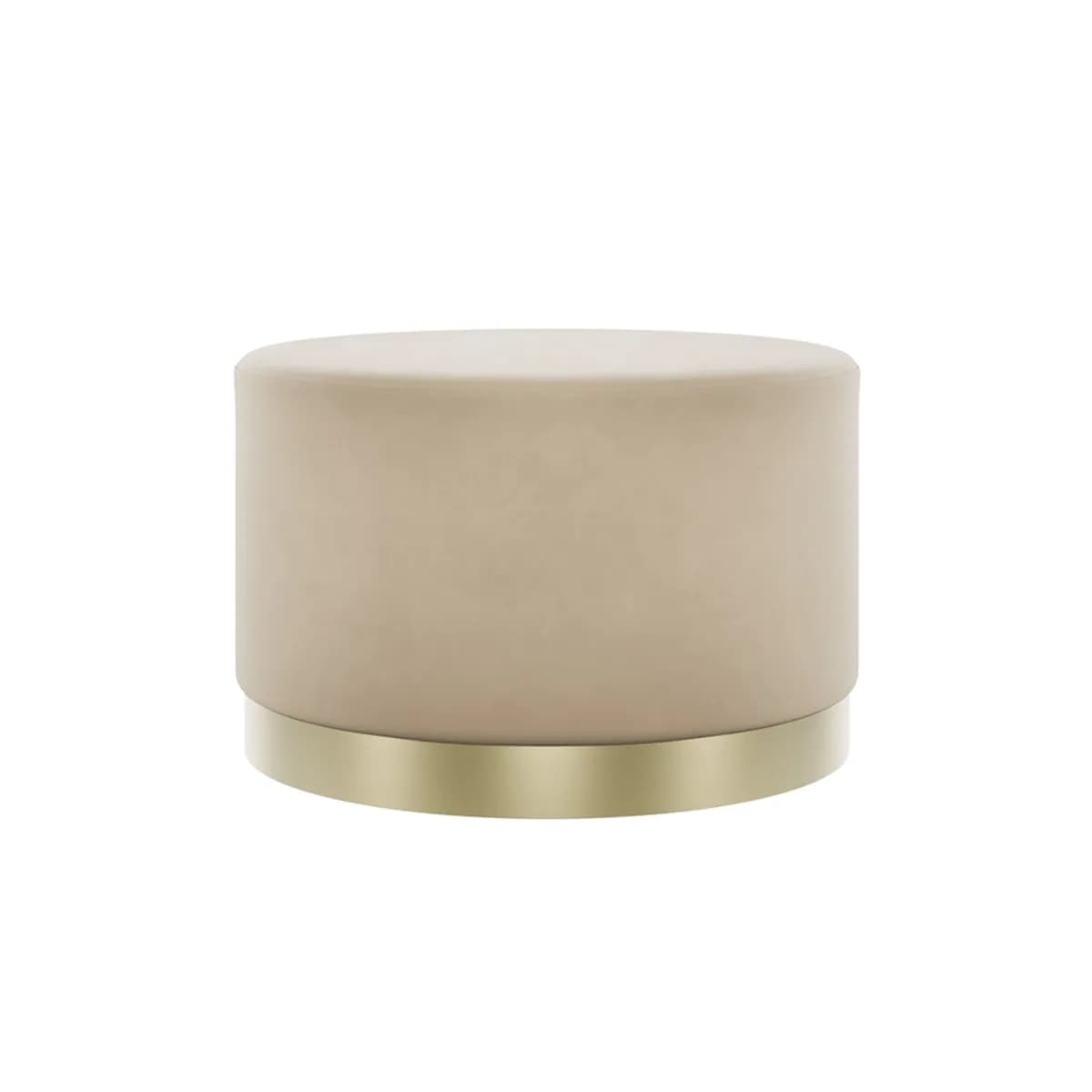 Lara Pouffe Beige Velvet / Brushed Gold Large