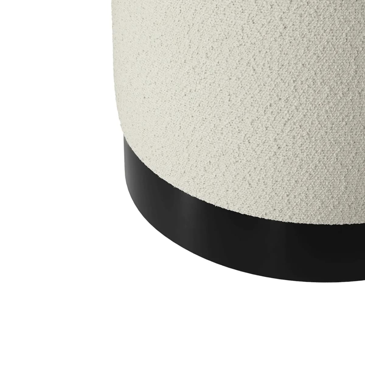 Lara Pouffe Ivory Boucle / Matte Black Small