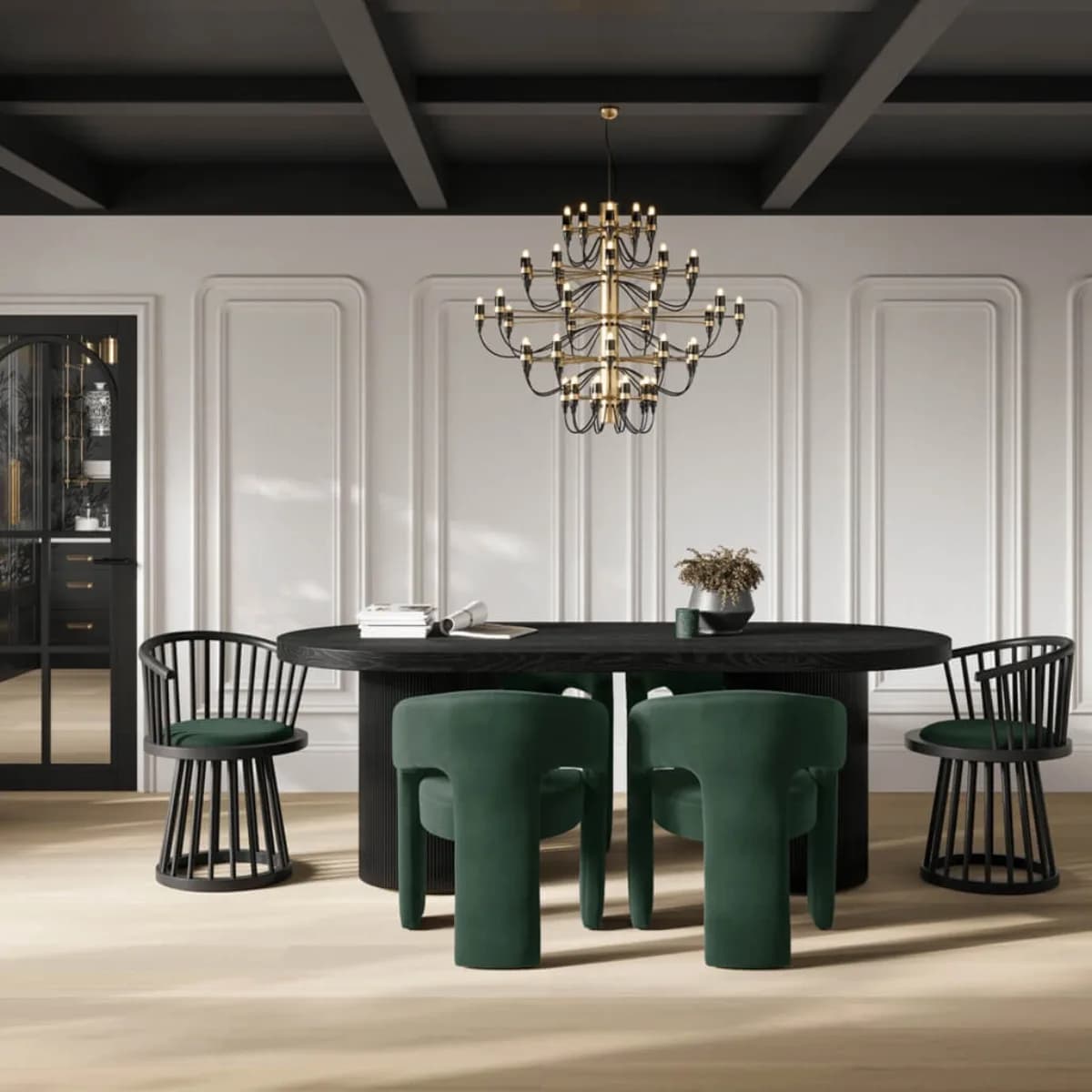 Lina Forest Green / Black Dining Chair