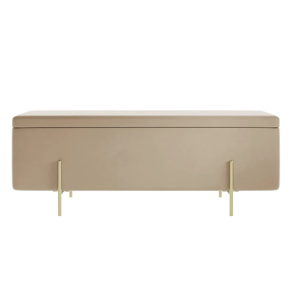 Lola Storage Ottoman Beige Velvet / Brushed Gold