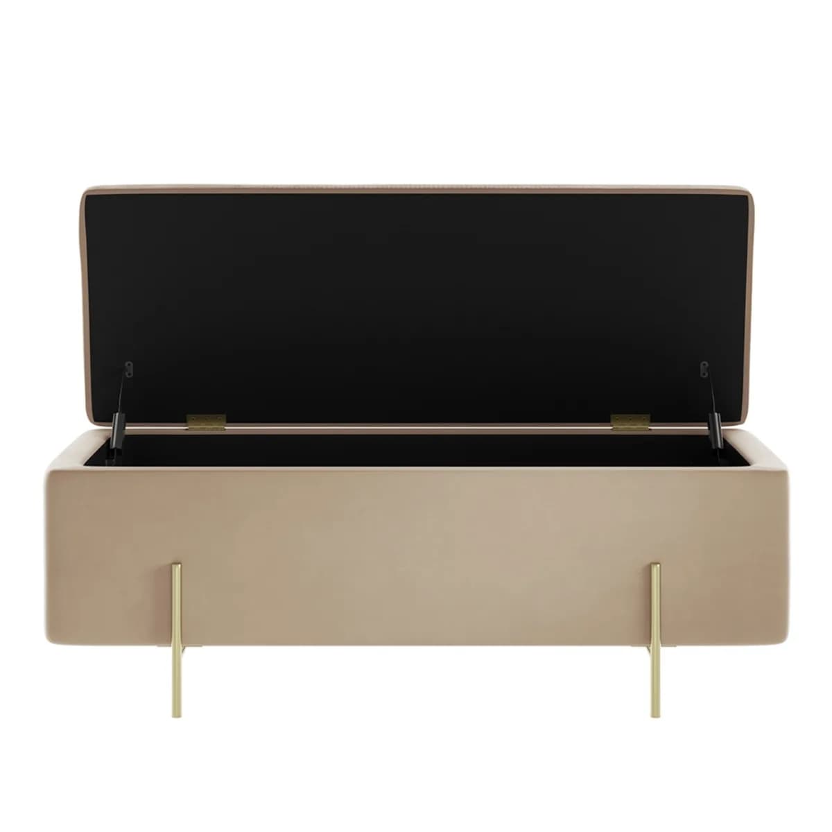 Lola Storage Ottoman Beige Velvet / Brushed Gold