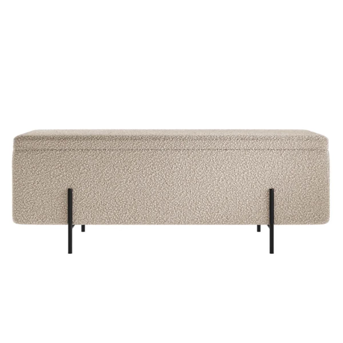 Lola Storage Ottoman Buff Boucle / Matte Black