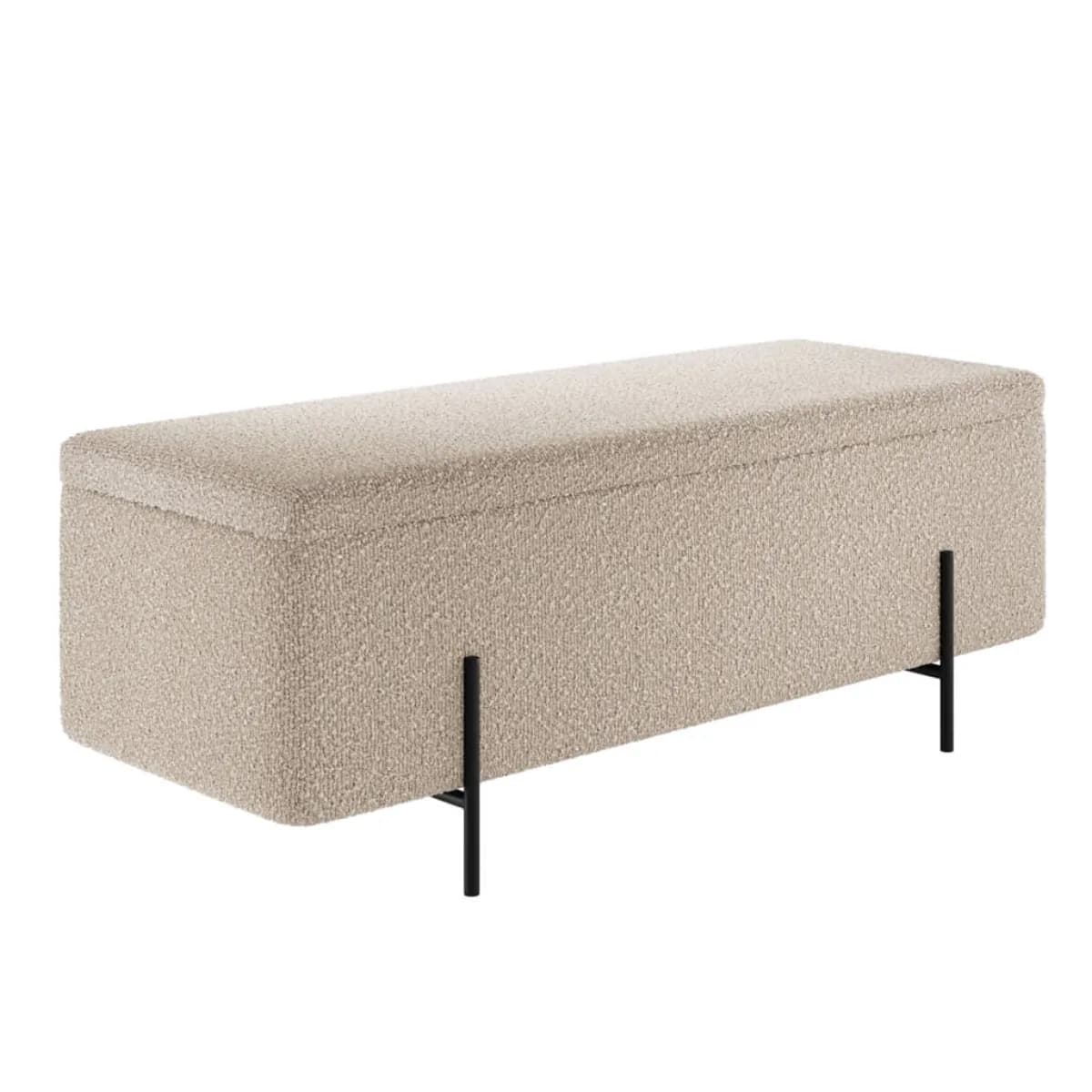 Lola Storage Ottoman Buff Boucle / Matte Black