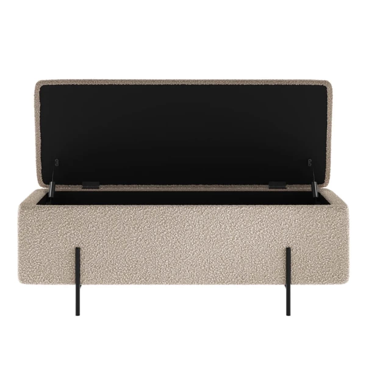 Lola Storage Ottoman Buff Boucle / Matte Black