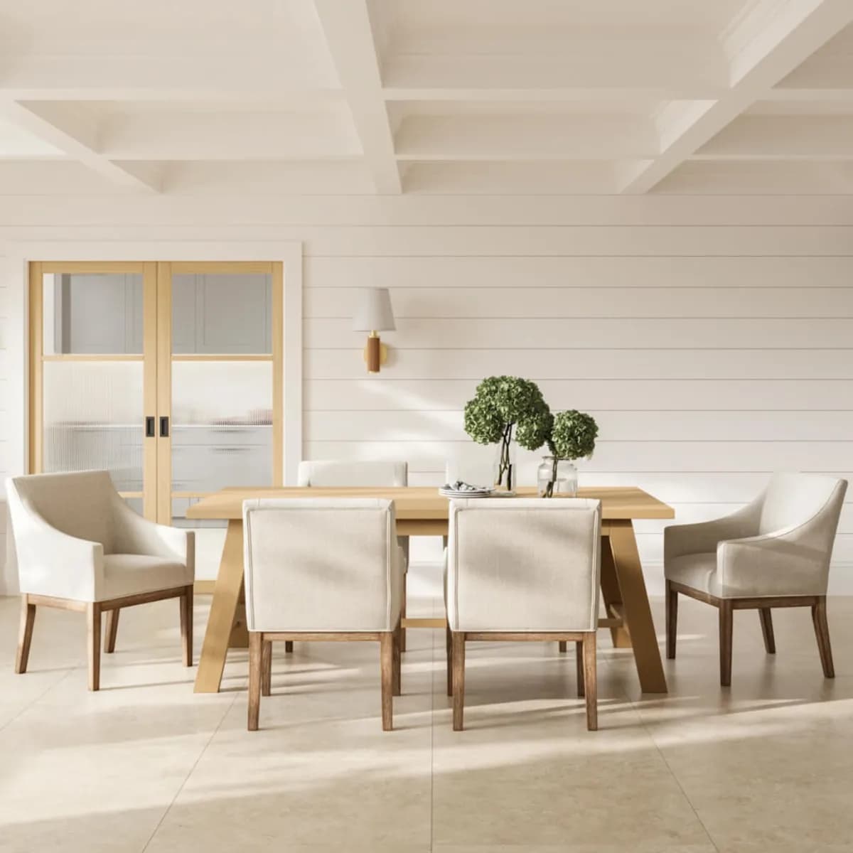 Piper Bisque / Brushed Wood Dining Chair