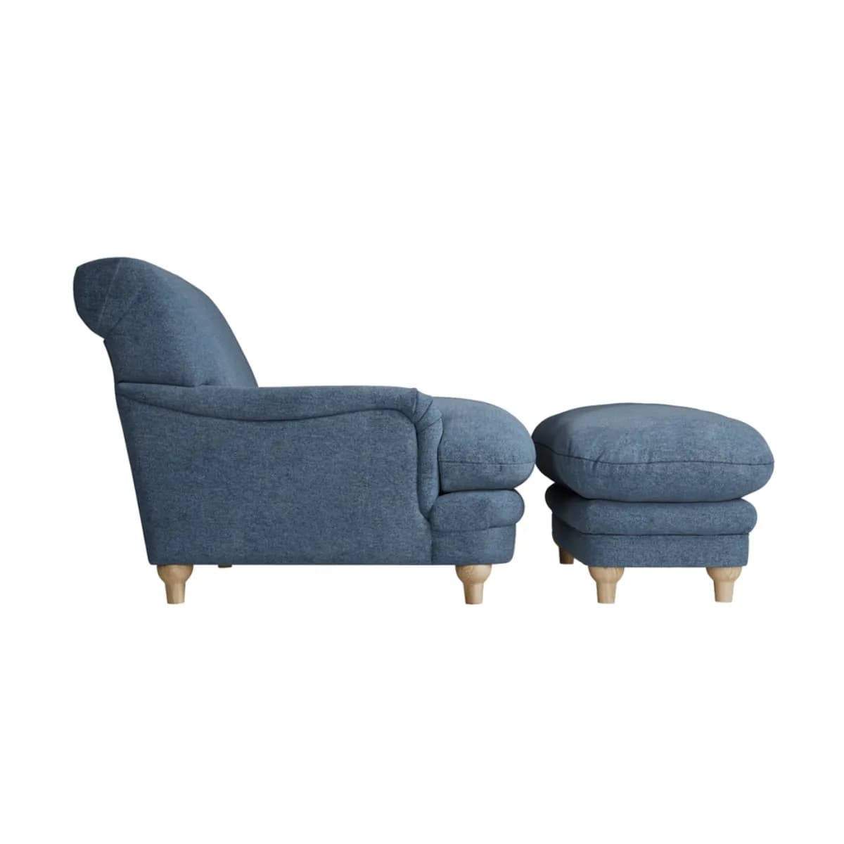 Plumpton Footstool Denim Blue Weave