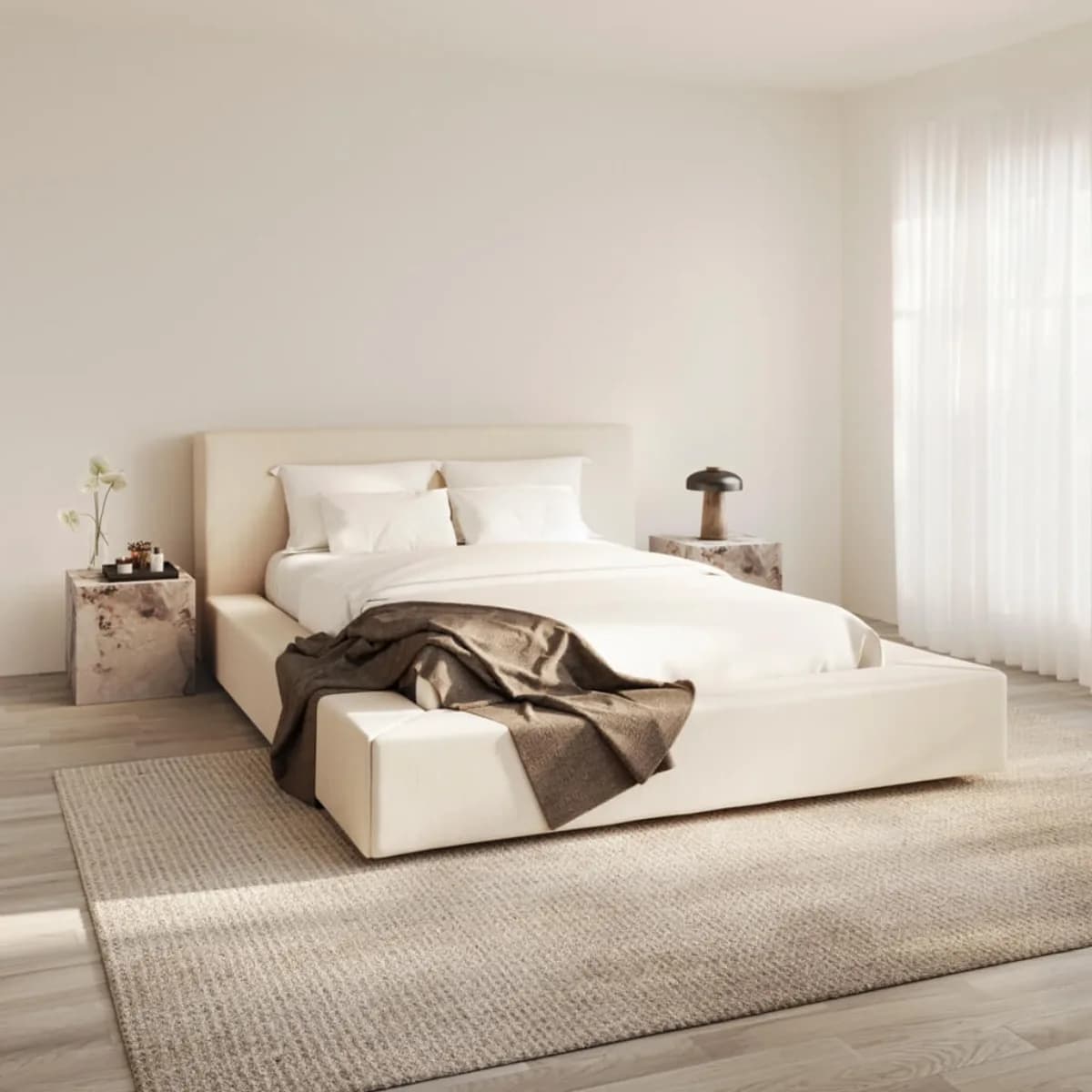 Soho White Clay King Size Bed