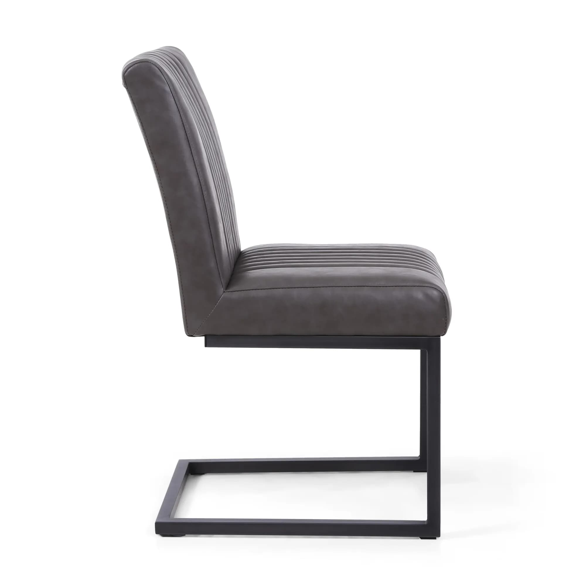Archer Cantilever Leather Effect Grey Dining Chair