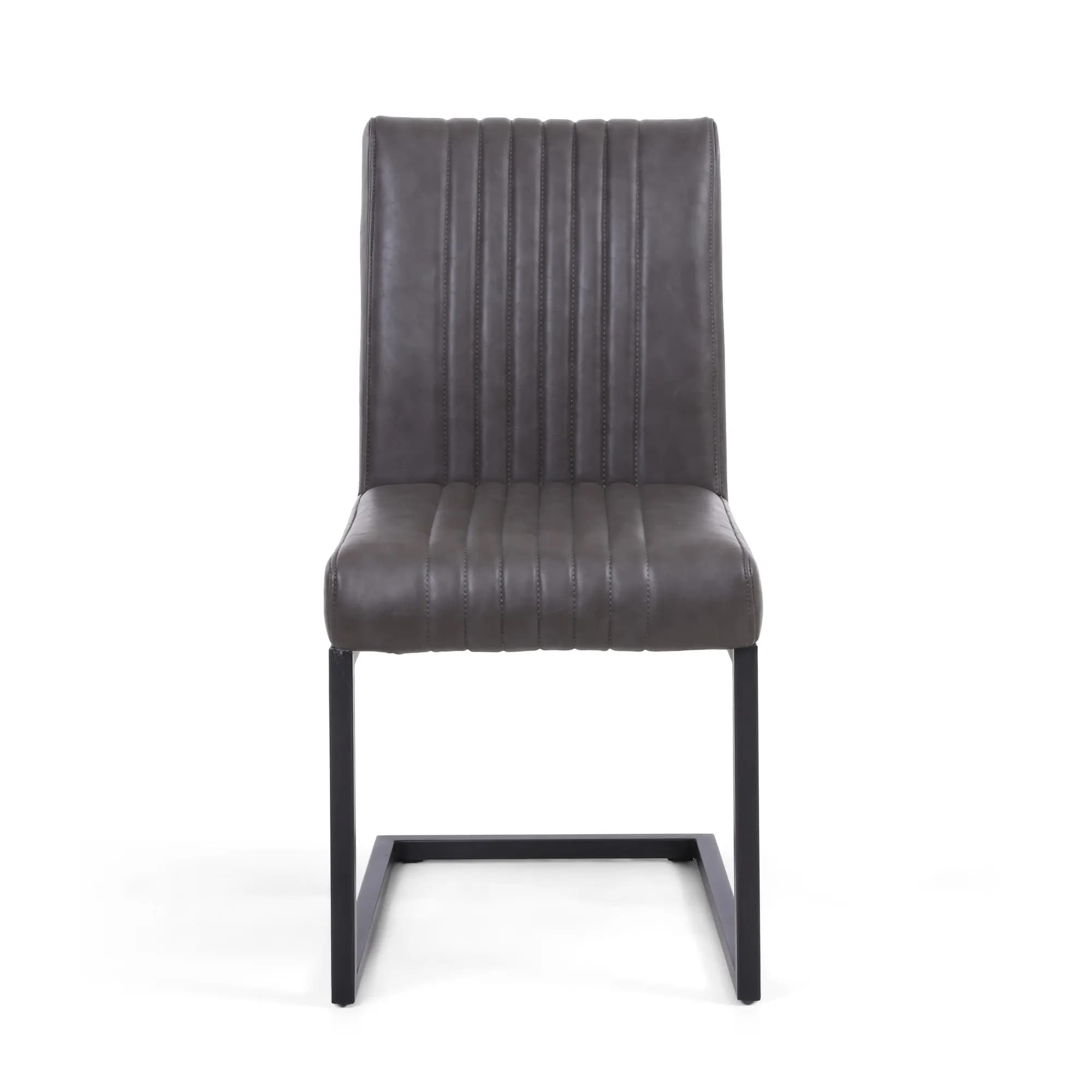 Archer Cantilever Leather Effect Grey Dining Chair