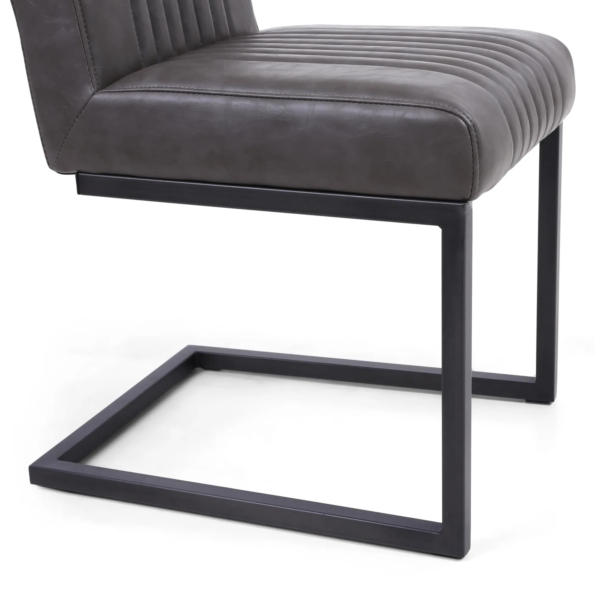 Archer Cantilever Leather Effect Grey Dining Chair