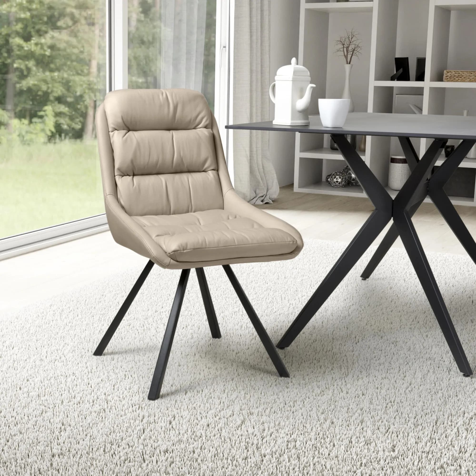 Arnhem Leather Effect Cream Dining Chair