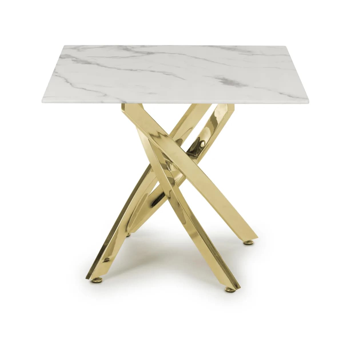 Astoria Square White/Gold End Table