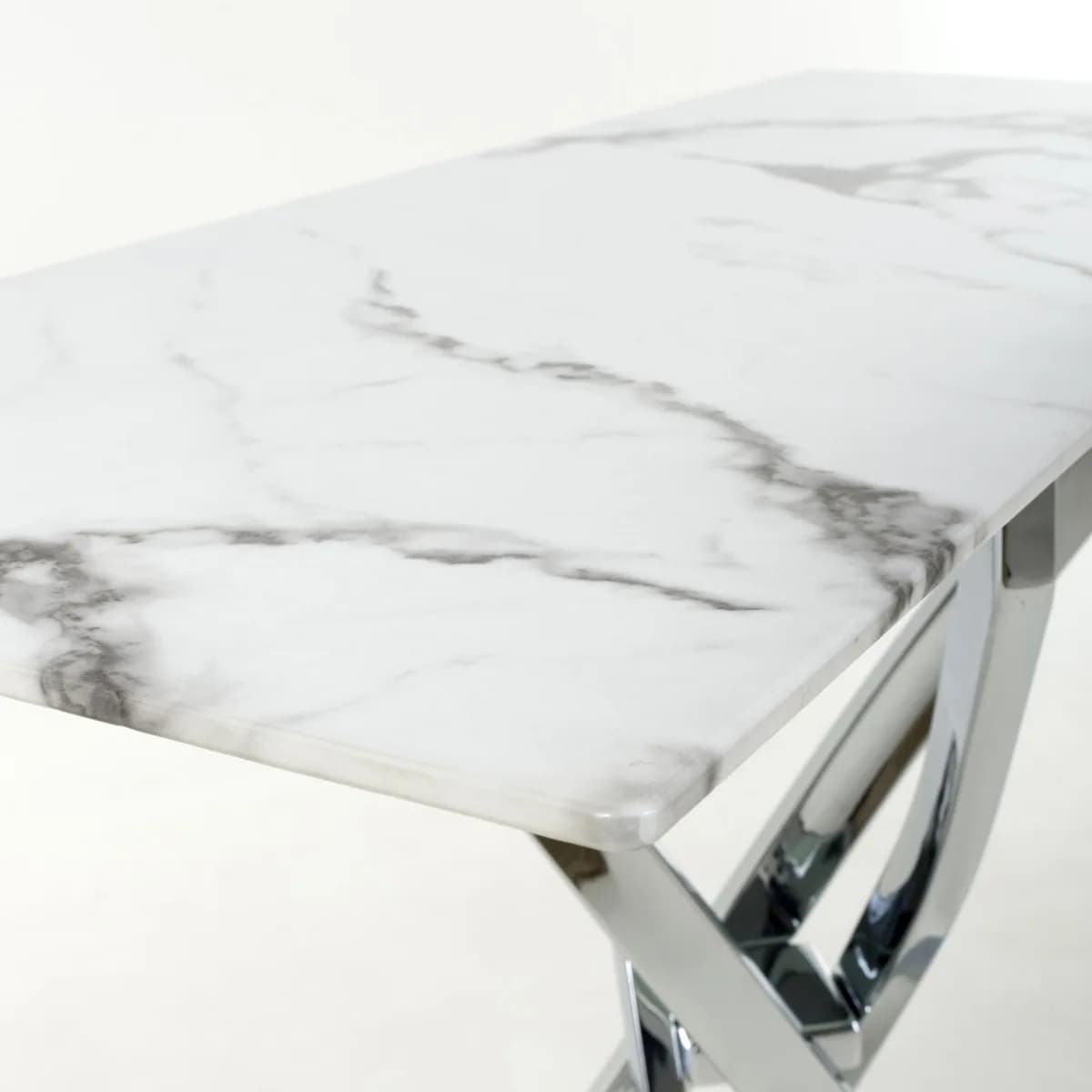 Astoria White/Chrome Console Table