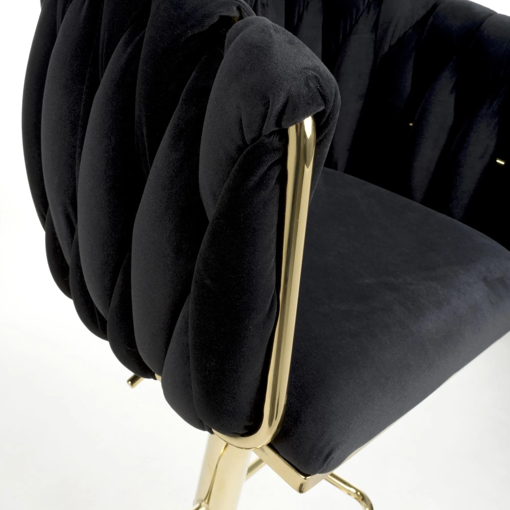 Bellaire Brushed Velvet Black Bar Stool