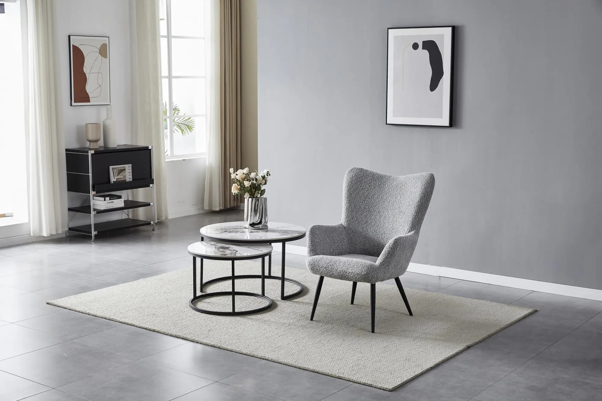 Bordeaux Textured Chenille Effect Grey Armchair