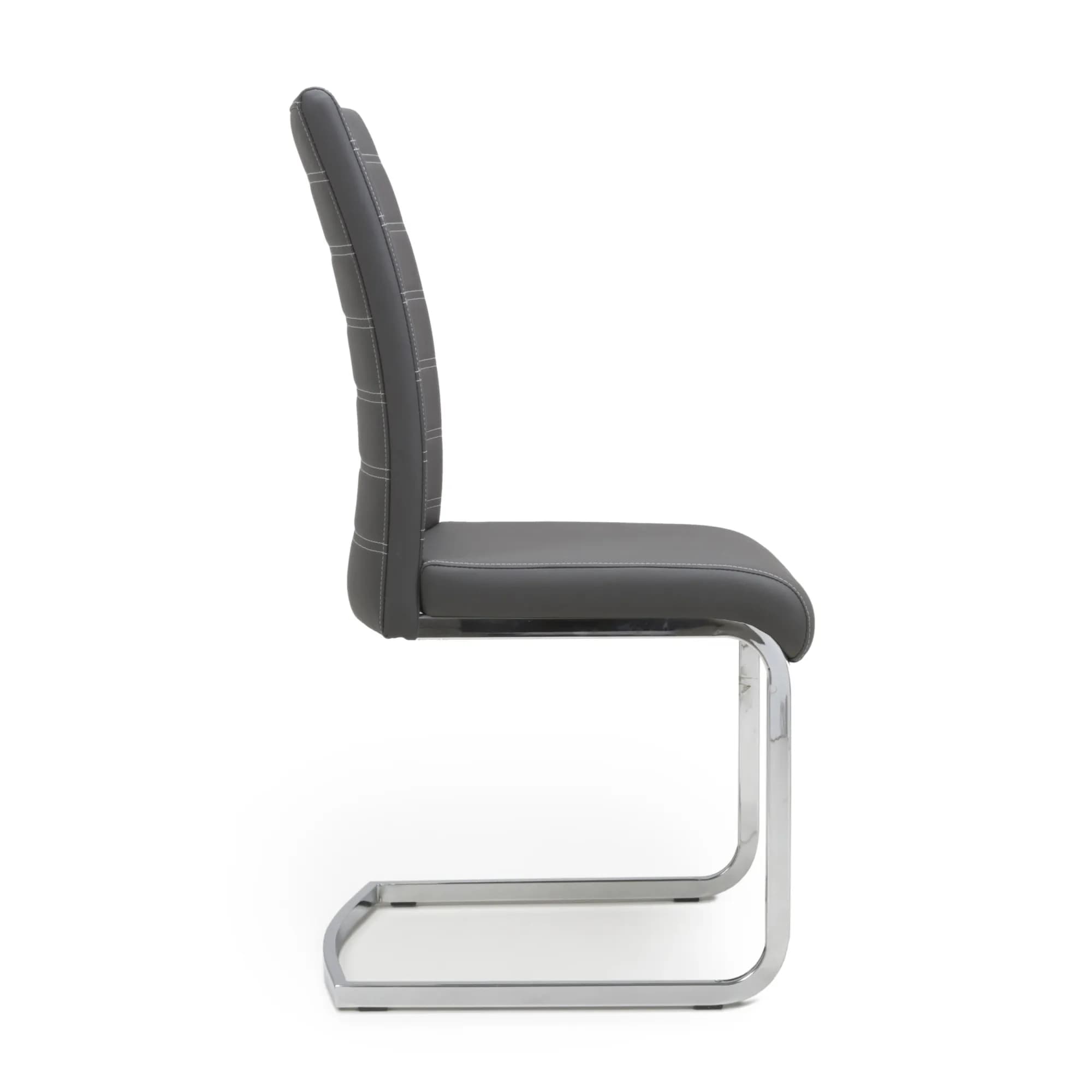 Callisto Leather Effect Grey Dining Chair