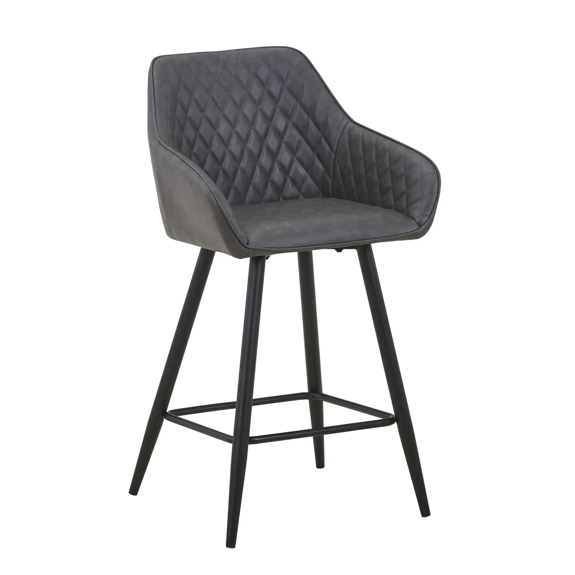 Charm Leather Effect Grey Bar Stool
