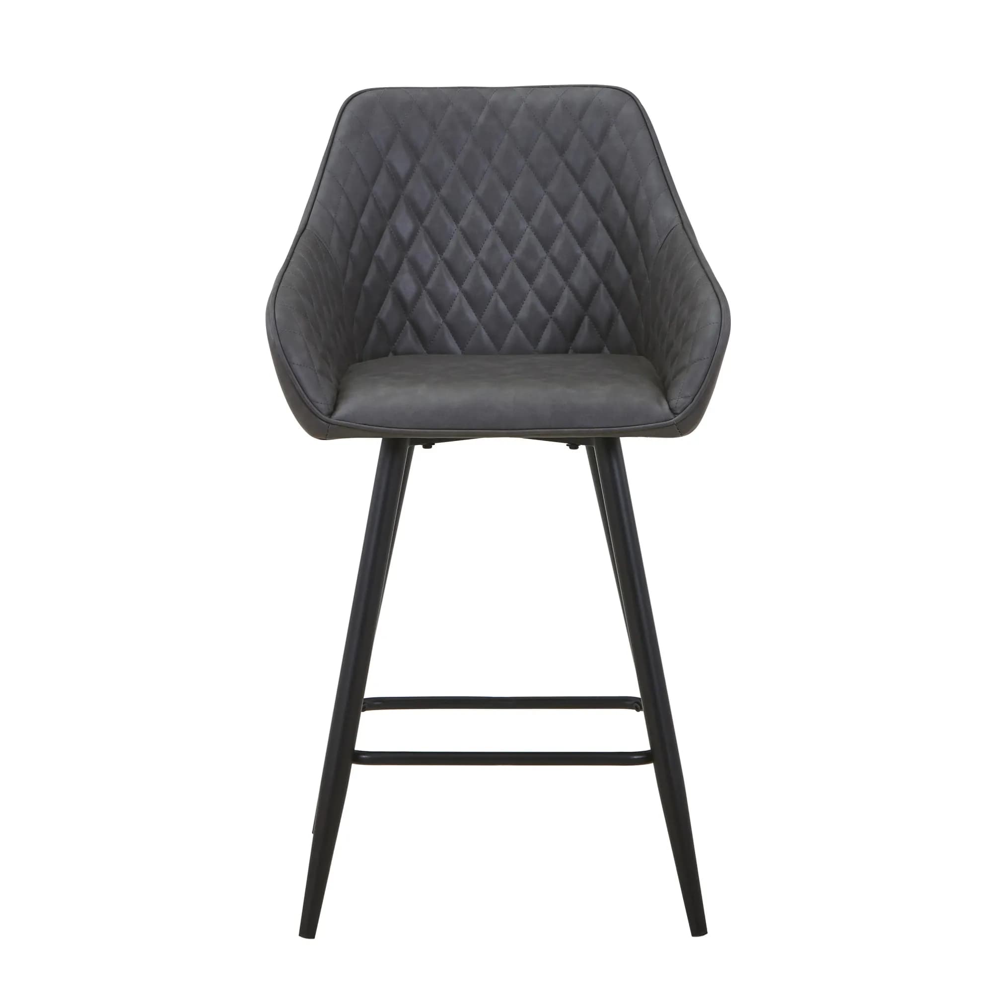 Charm Leather Effect Grey Bar Stool