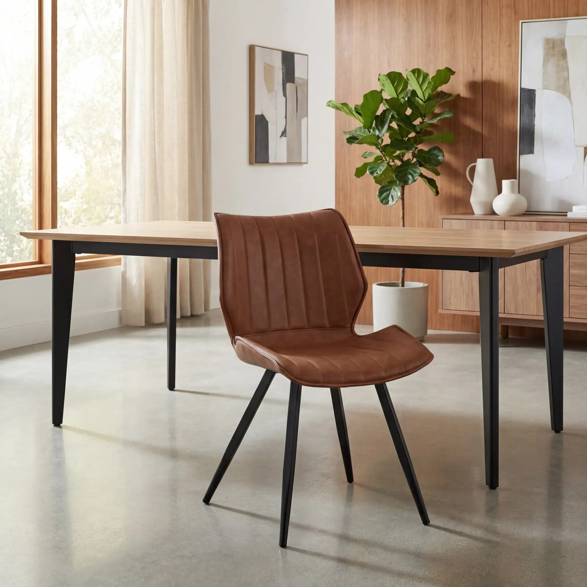 Classic Leather Effect Tuscan Tan Dining Chair