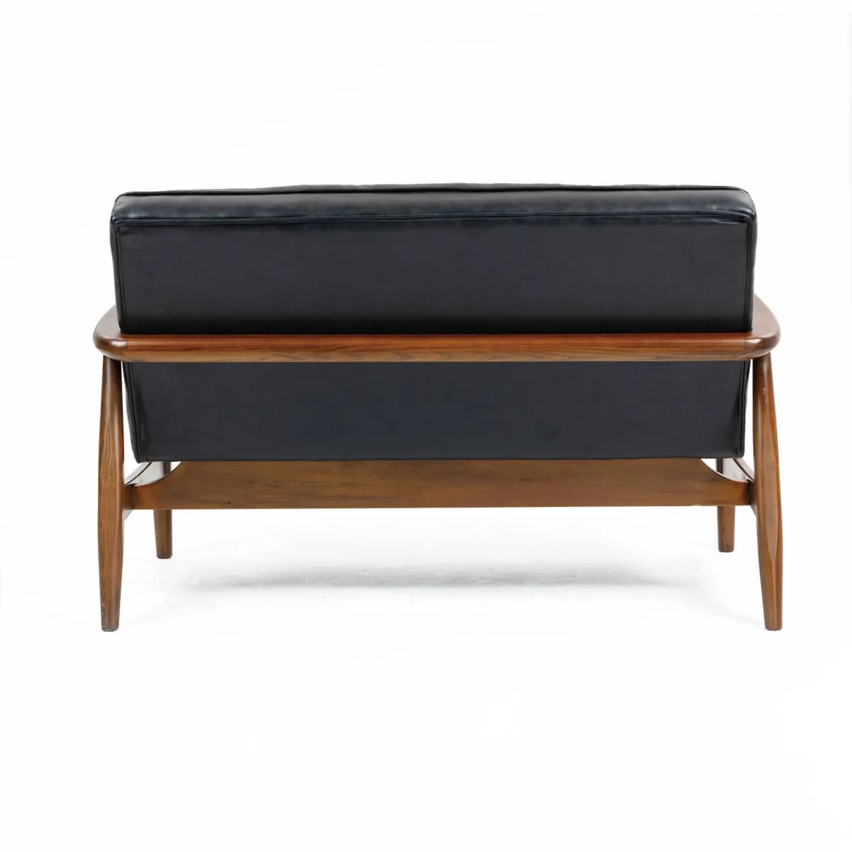 Club Leather Effect Black Sofa
