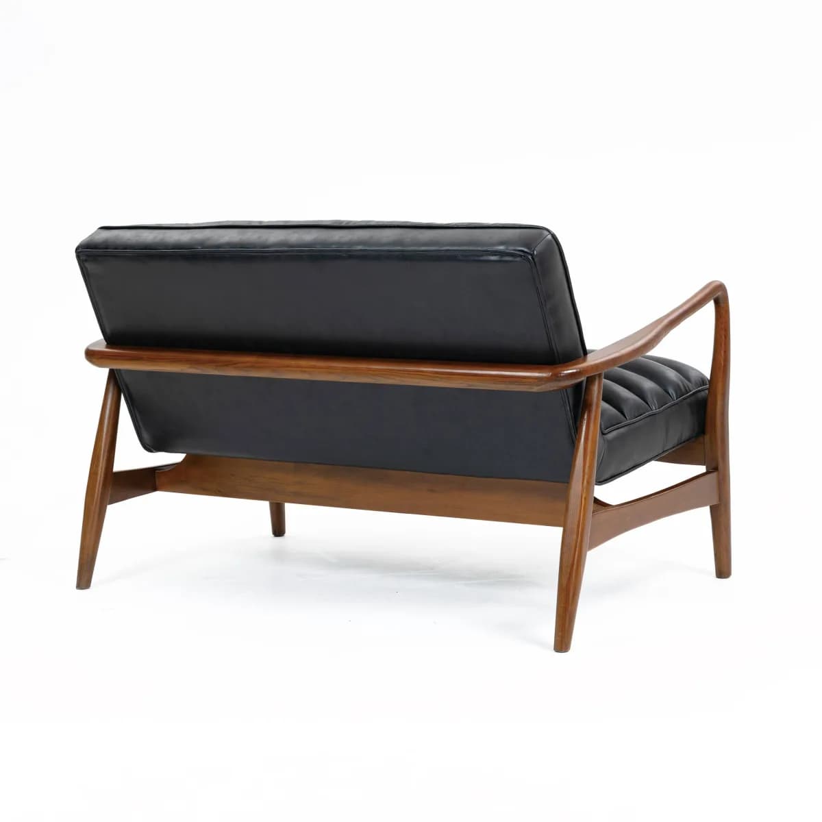 Club Leather Effect Black Sofa