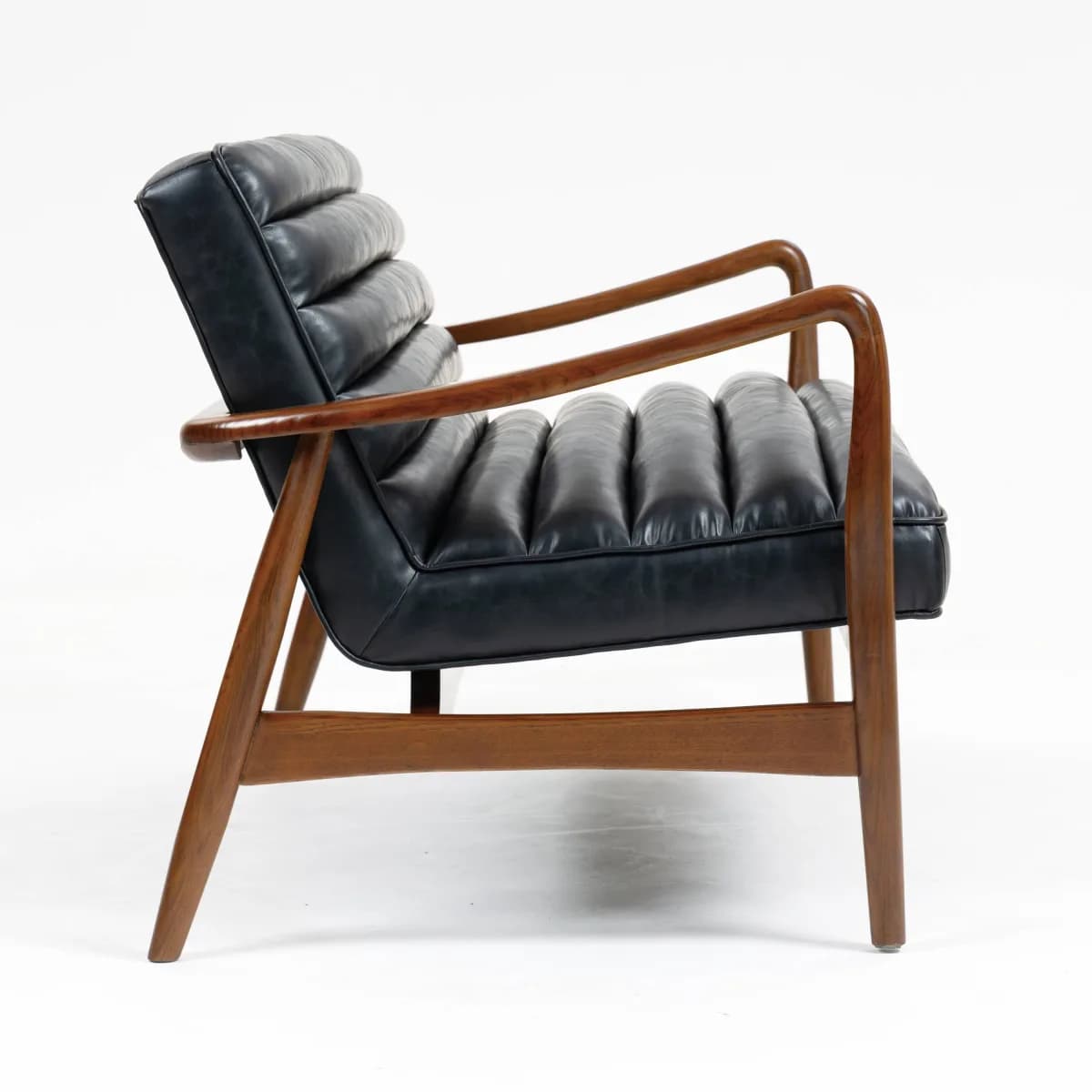 Club Leather Effect Black Sofa