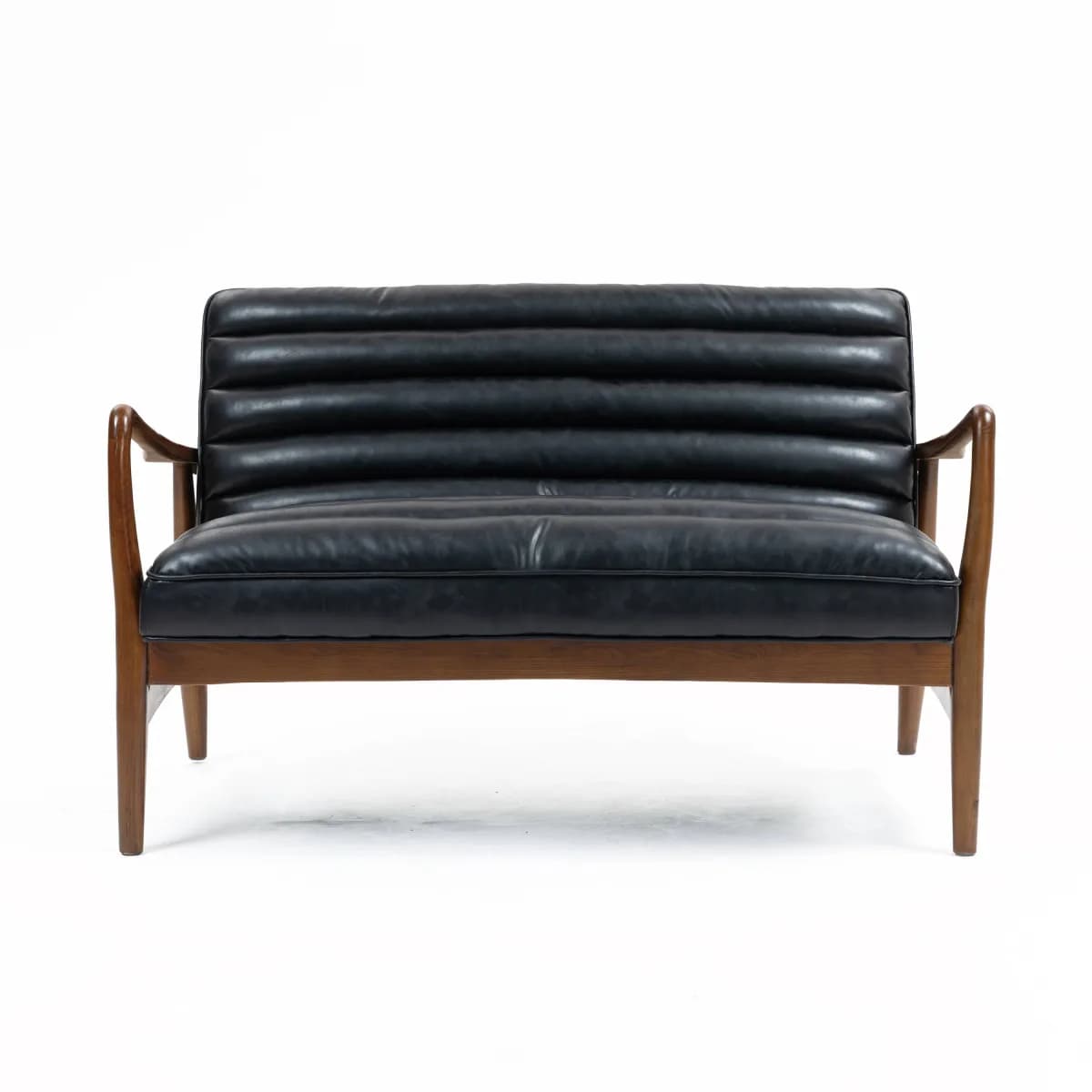 Club Leather Effect Black Sofa