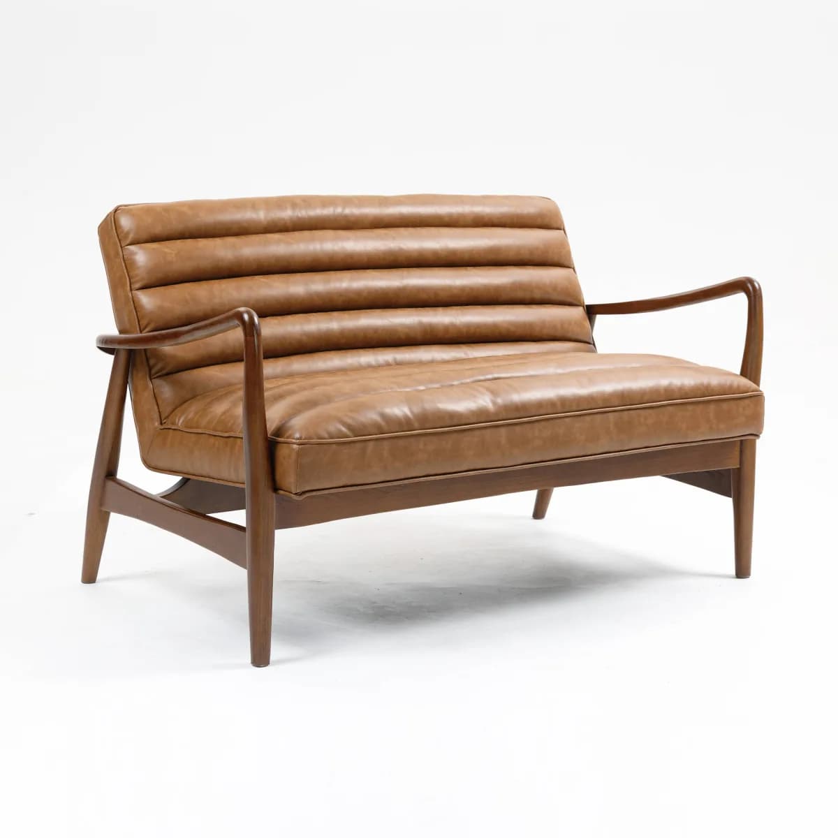Club Leather Effect Tan Sofa