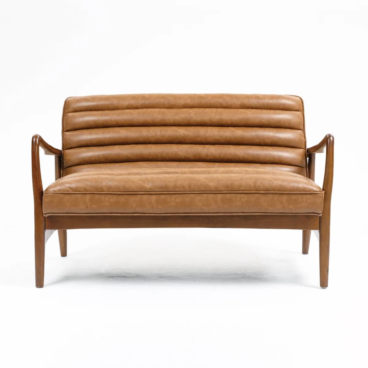 Club Leather Effect Tan Sofa
