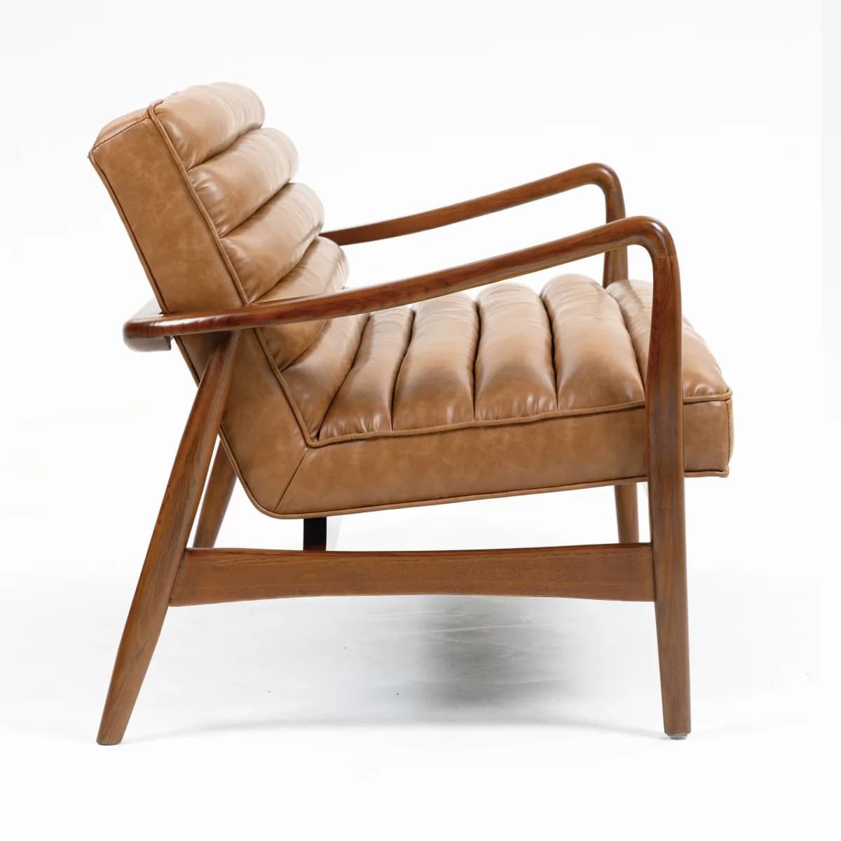 Club Leather Effect Tan Sofa